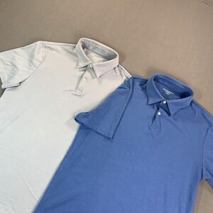 Charles Tyrwhitt Polo Shirts Mens Medium Lot 2 Light Blue & Blue Cotton Jersey